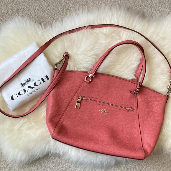 Coach satchel purse. Beautiful coral color. - Picture 1 of 5